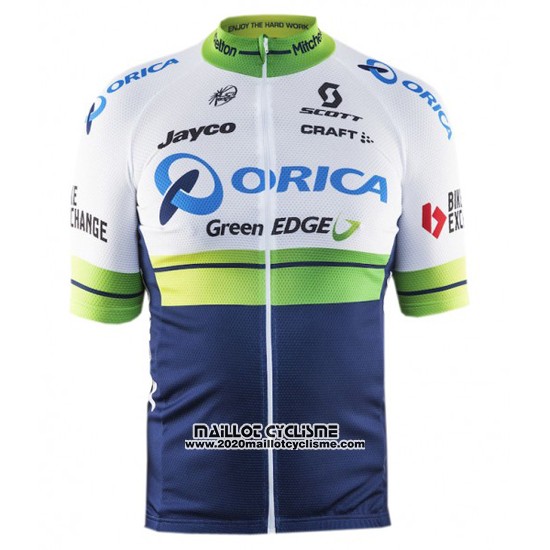 2016 Maillot Ciclismo Orica GreenEDGE Blanc et Bleu Manches Courtes et Cuissard